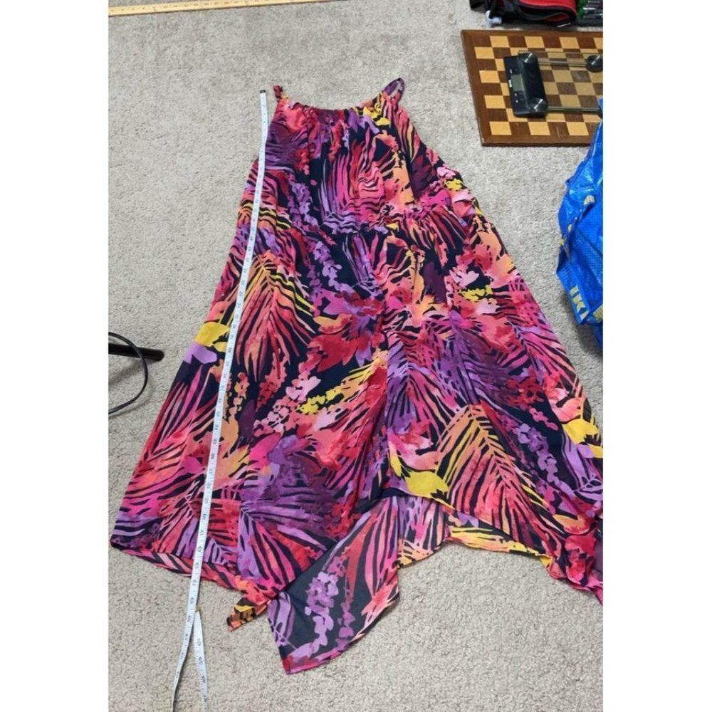 LANE Bryant 26/28 bold print summer dress pink purple yellow blue - Picture 7 of 9